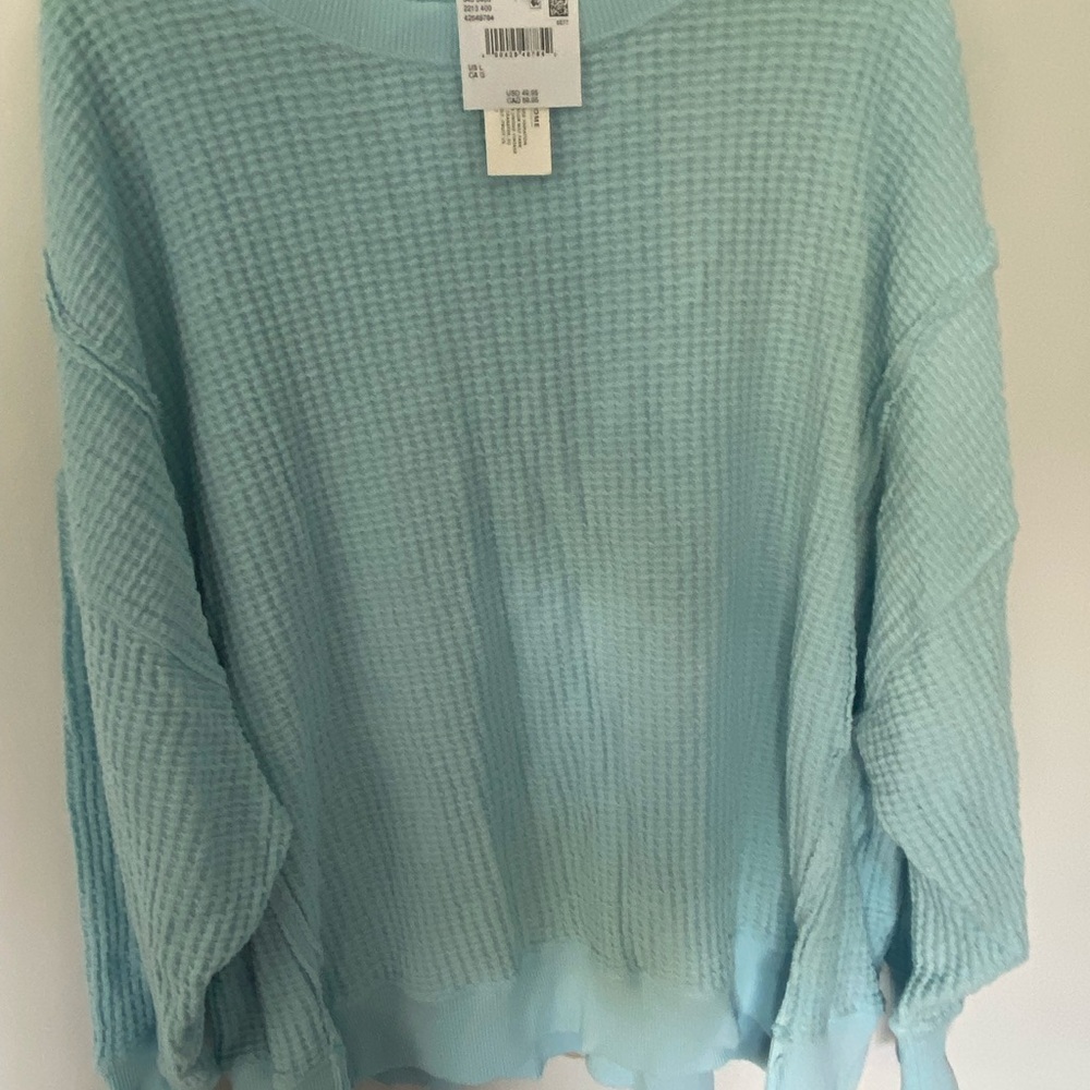 American Eagle Outfitters Sky Blue Off-Shoulder Sweater